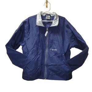 Nike Youth/Kids Medium Windbreaker Jacket Full Zip Front Collar Navy Silver